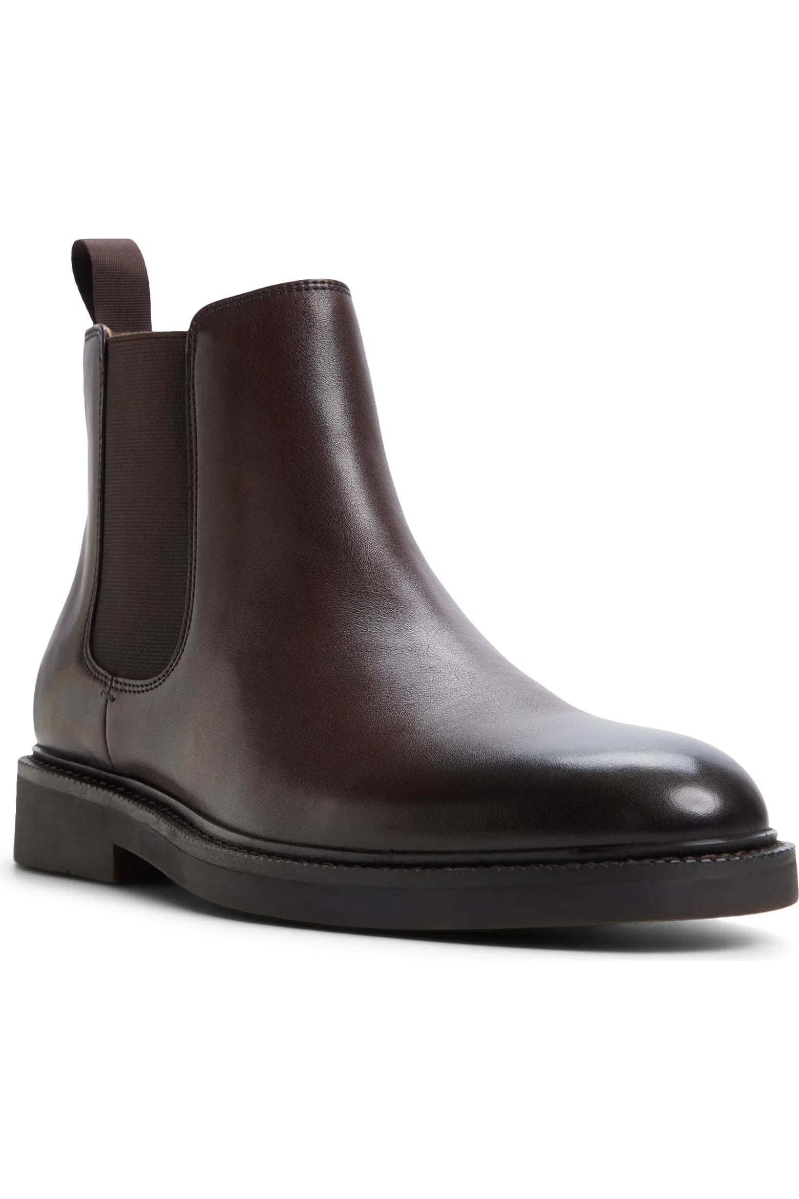 Wzrik Milano Leather Chelsea Boots for Men – Dark Brown, Pull-On, Round Toe