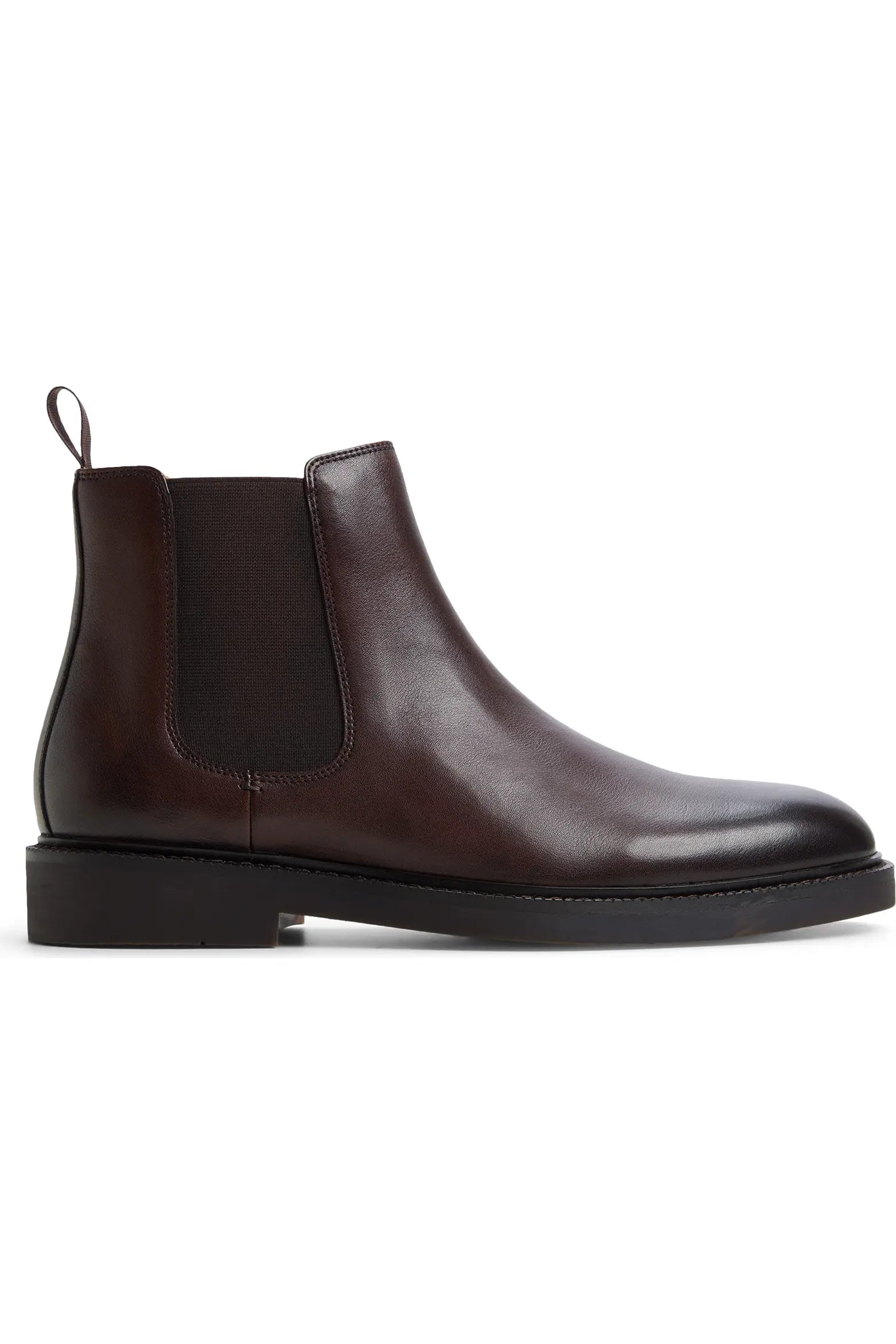 Wzrik Milano Leather Chelsea Boots for Men – Dark Brown, Pull-On, Round Toe