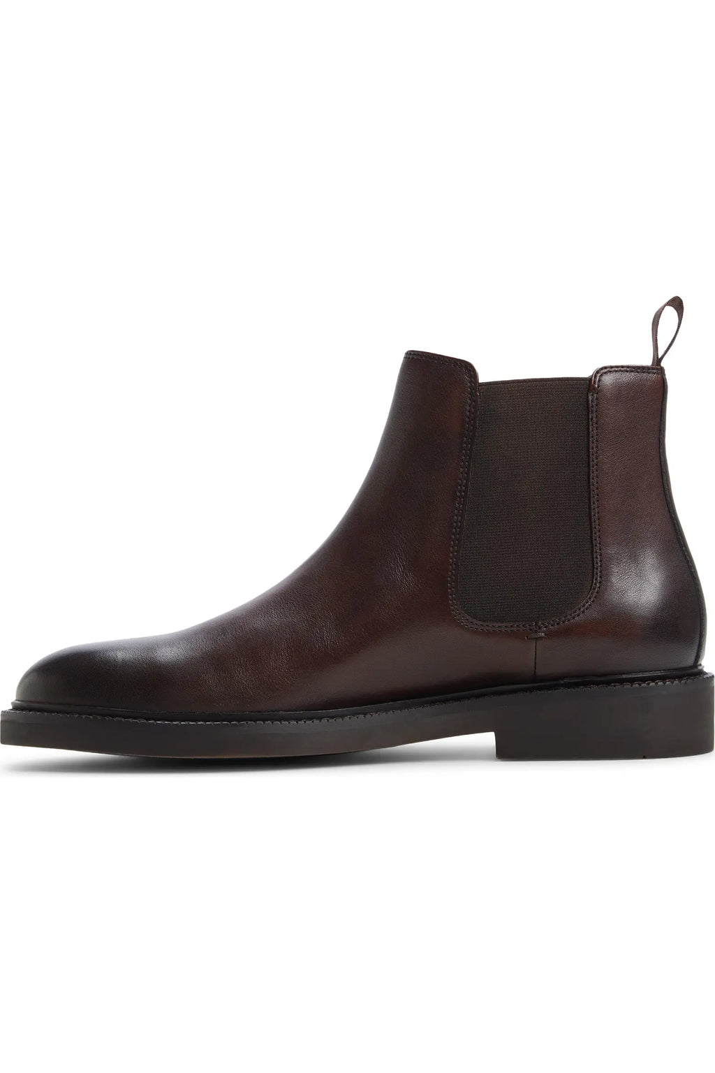 Wzrik Milano Leather Chelsea Boots for Men – Dark Brown, Pull-On, Round Toe