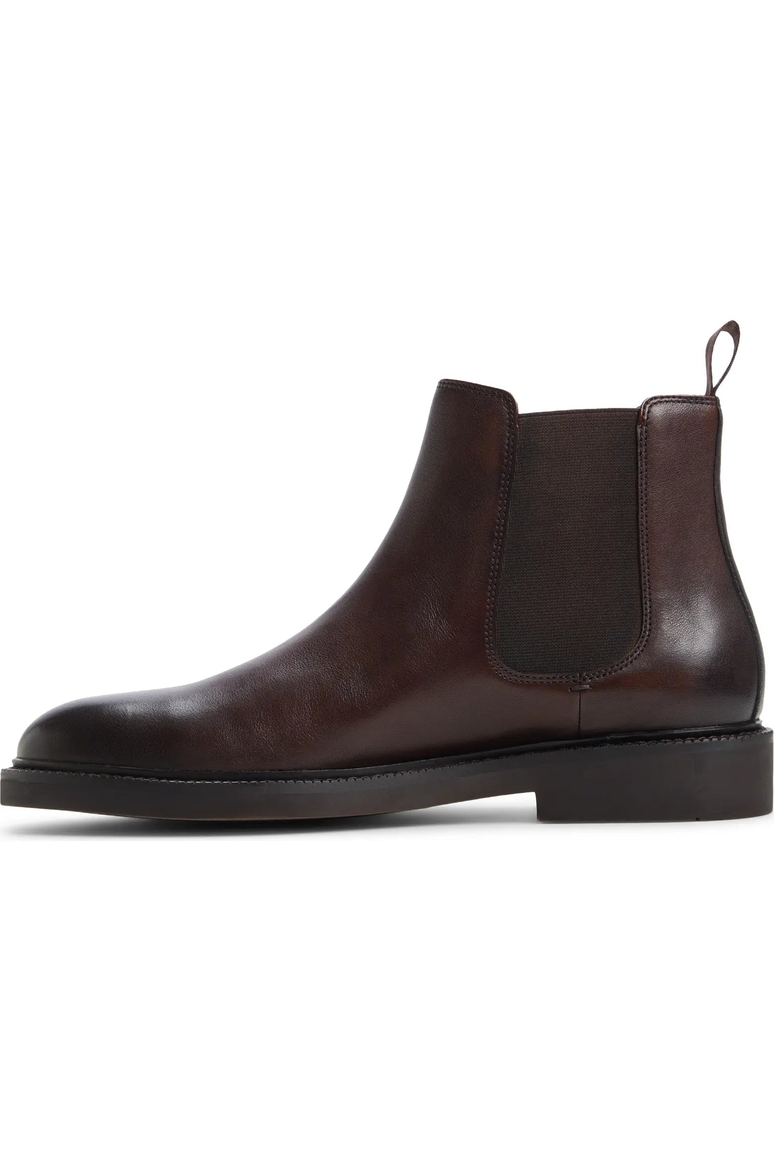 Wzrik Milano Leather Chelsea Boots for Men – Dark Brown, Pull-On, Round Toe