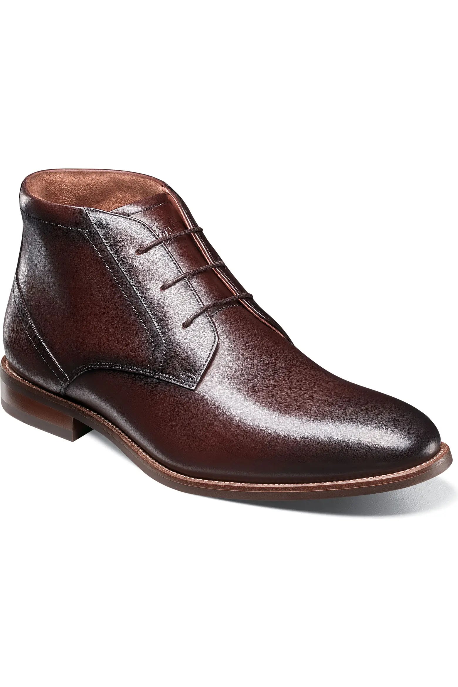 Wzrik Milano Leather Chukka Boots for Men – Cognac, Lace-Up, Plain Toe