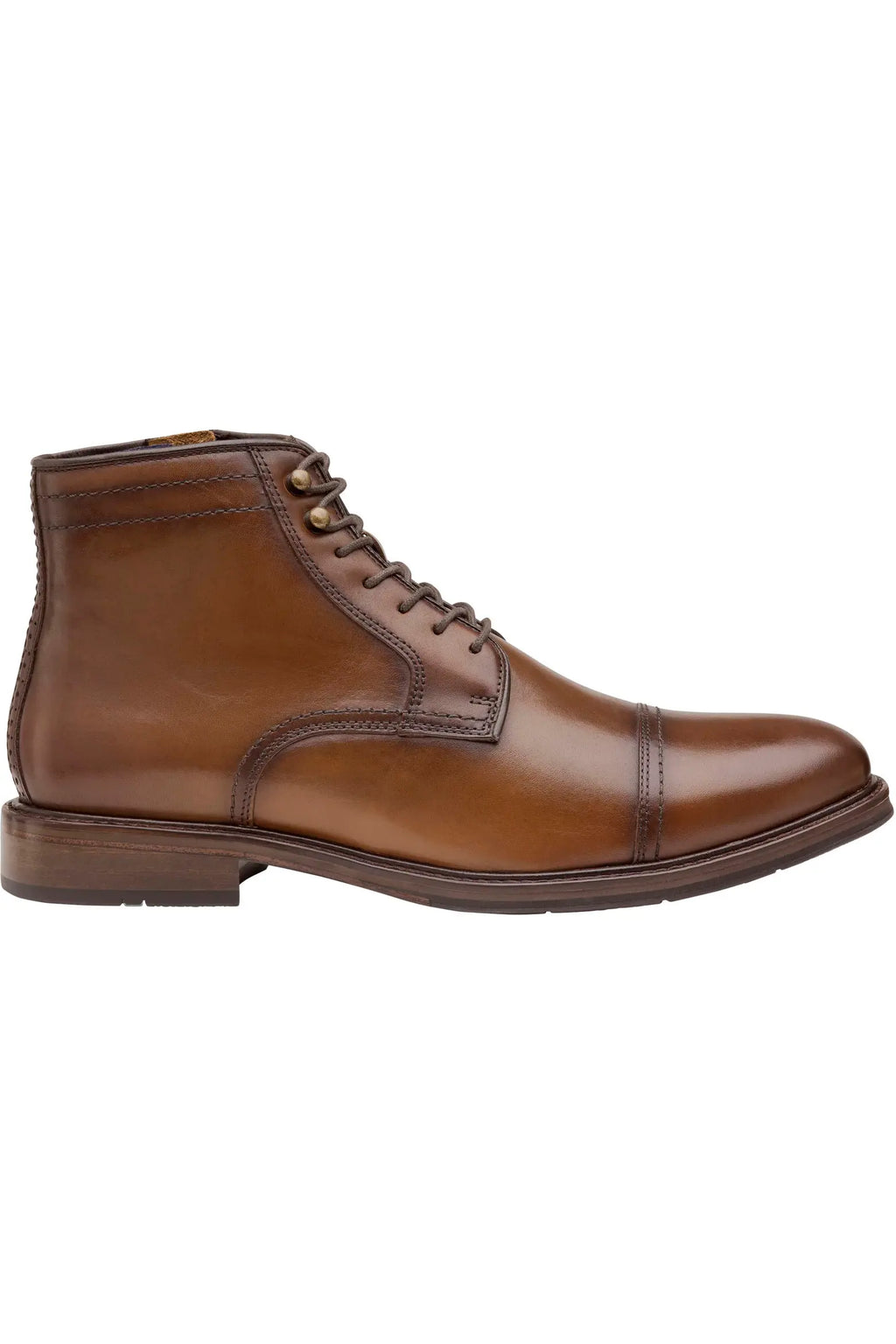 Wzrik Raleigh Leather Cap Toe Boots for Men – Tan, Lace-Up
