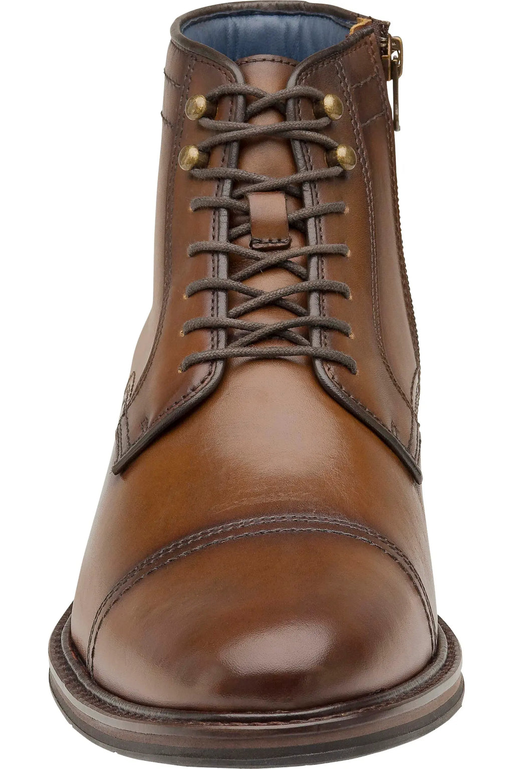Wzrik Raleigh Leather Cap Toe Boots for Men – Tan, Lace-Up