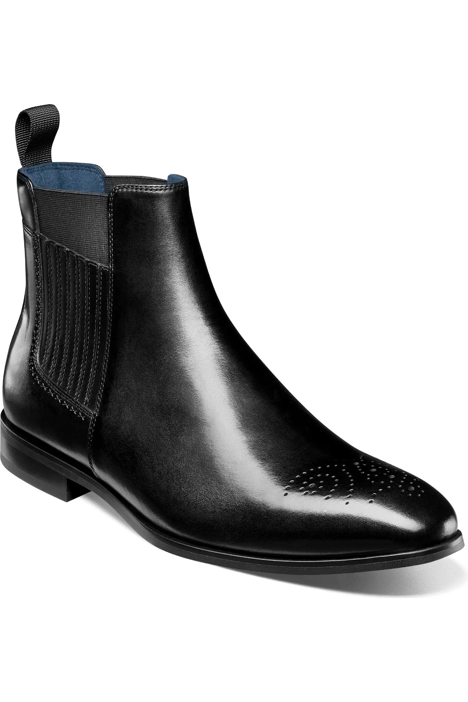 Wzrik Bradley Leather Chelsea Boots for Men – Black, Slip-On, Round Toe