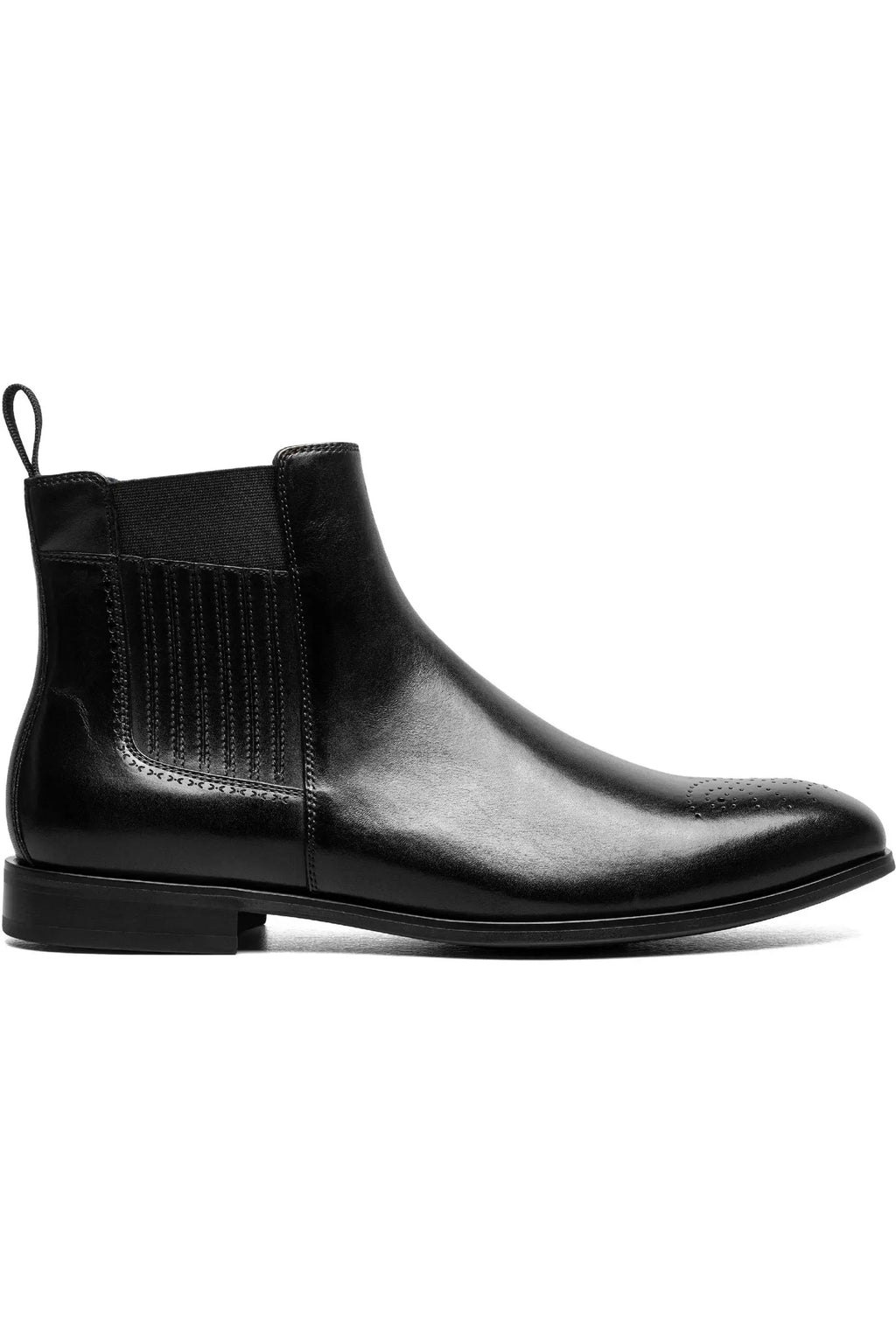 Wzrik Bradley Leather Chelsea Boots for Men – Black, Slip-On, Round Toe
